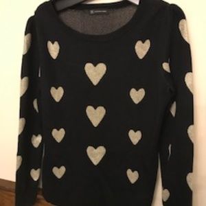 Black INC sweater tunic with gold hearts L
